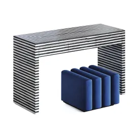 Black white indian bone inlay table by loft concept